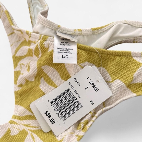 L*space rylee yellow palm print high cut cheeky bikini bottoms sz Large - Picture 4 of 5